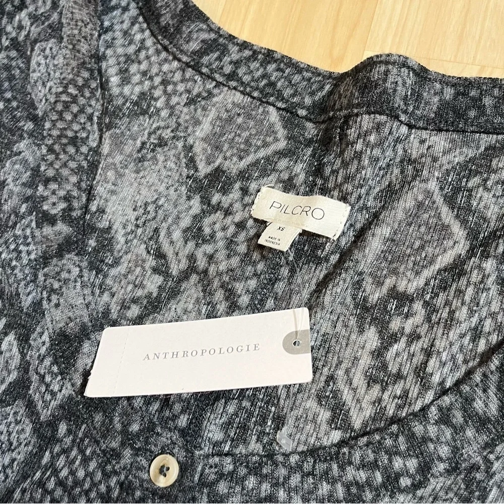 Anthropologie Andie Ribbed Tissue Henley Top by Pilcro New With Tags Womens XS